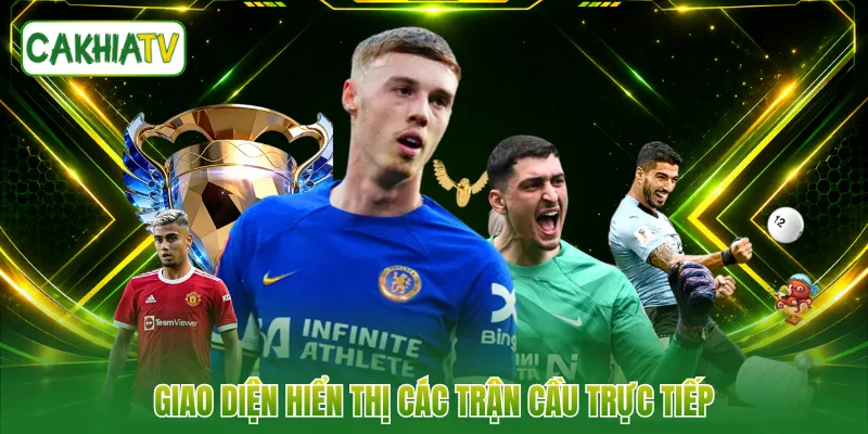 Giao diện hiển thị các trận cầu trực tiếp