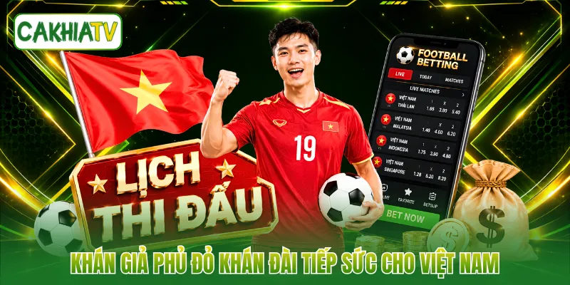 Khán giả phủ đỏ khán đài tiếp sức cho Việt Nam